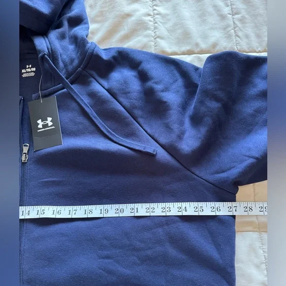 NWT Under Armour ColdGear Rival Fleece Fitted Full Zip Hoodie Navy Blue Men's XL - Picture 3 of 7
